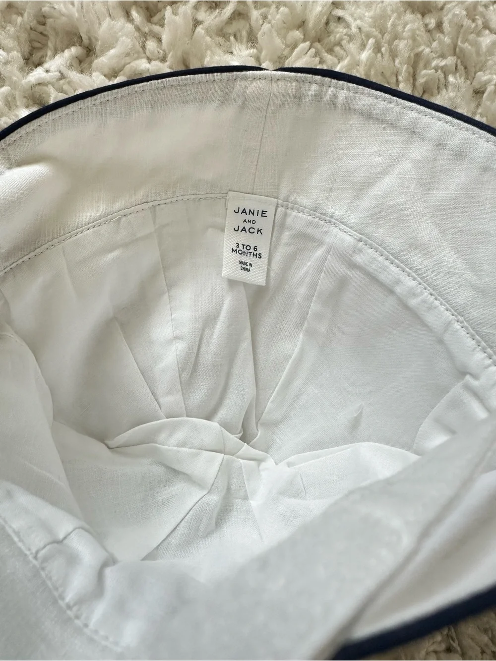 Janie and Jack baby girls navy style summer sunhat white 3-6 months
